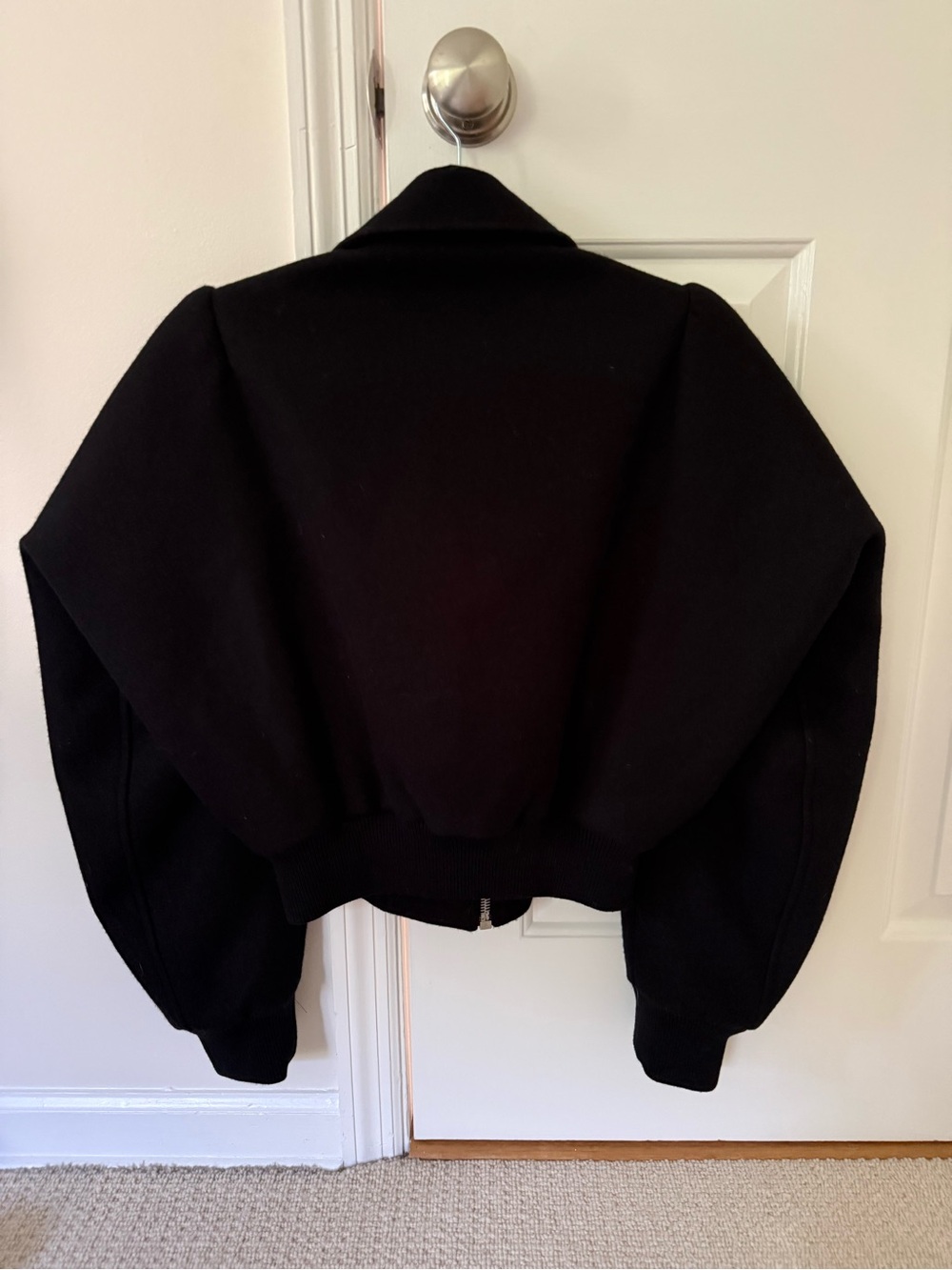 Dries Van Noten Black Puff-Sleeve Bomber Jacket - Picture 2 of 5